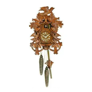 11" Eight Leaves and Three Birds Black Forest German Cuckoo Clock