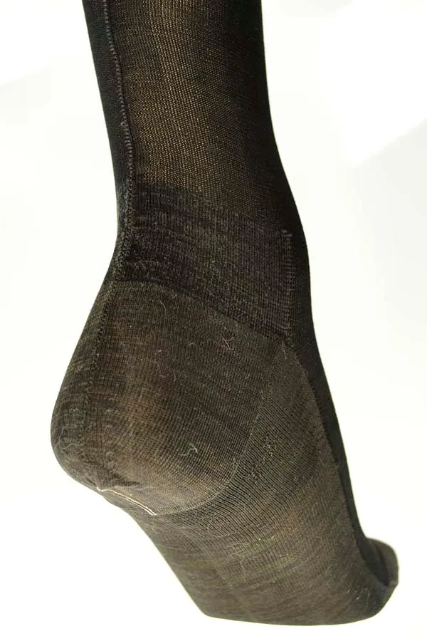 1800s Original Antique Victorian Black Silk Knit Stockings