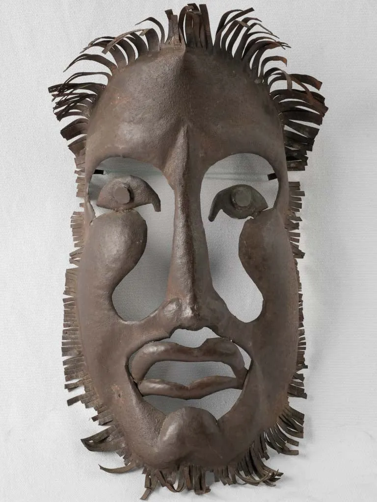 1950s Iron Mask Sculpture in the Style of Jean Cocteau 18½"