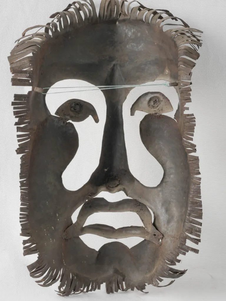 1950s Iron Mask Sculpture in the Style of Jean Cocteau 18½"