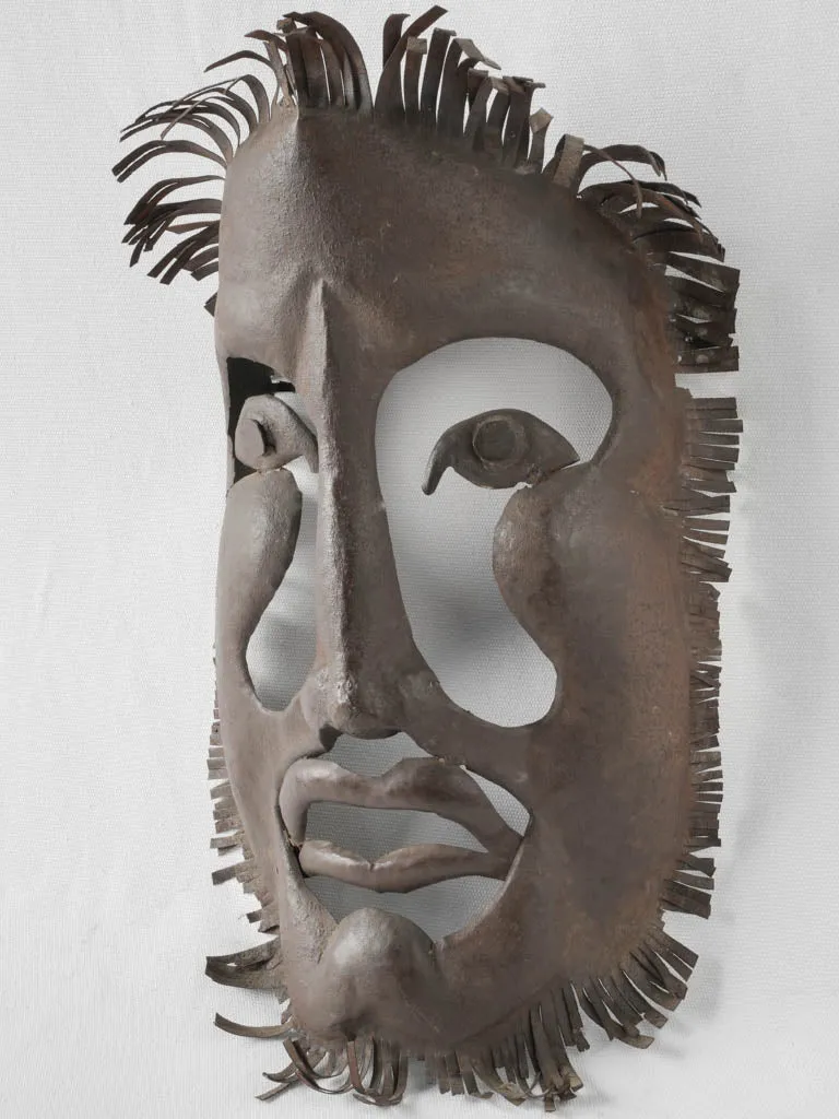 1950s Iron Mask Sculpture in the Style of Jean Cocteau 18½"