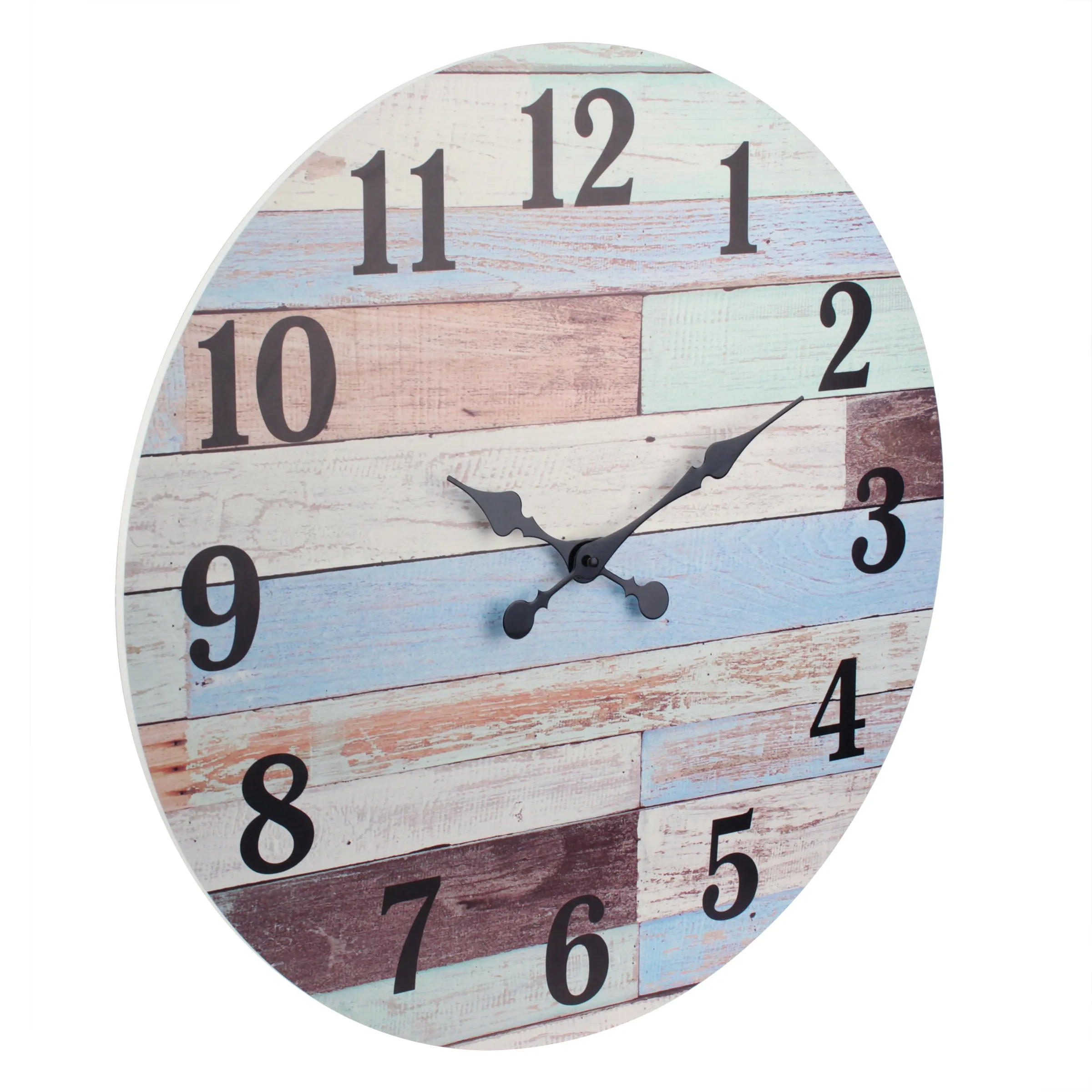 23.6” Coastal Worn Blue and White MDF Wall Clock