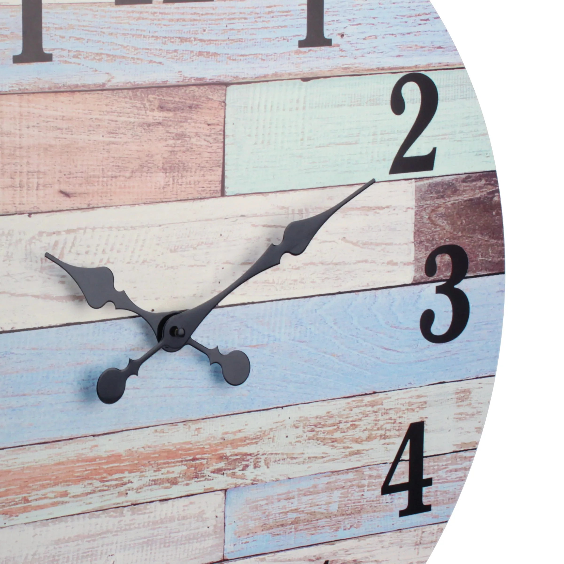 23.6” Coastal Worn Blue and White MDF Wall Clock