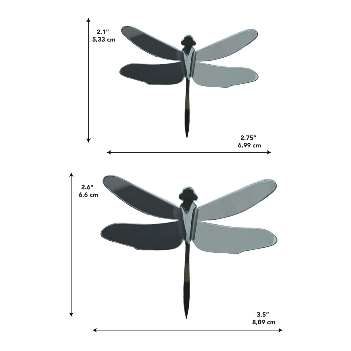 3D GRAY DRAGONFLIES PEEL & STICK MIRRORS