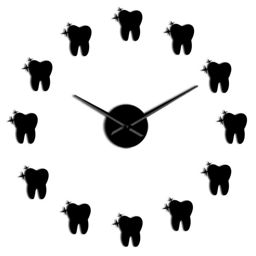 3D Tooth Dental Office Wall Clock for Dentist Clinic Office Healthy White Tooth Cross Section Anatomy Art Clock Wall Watch