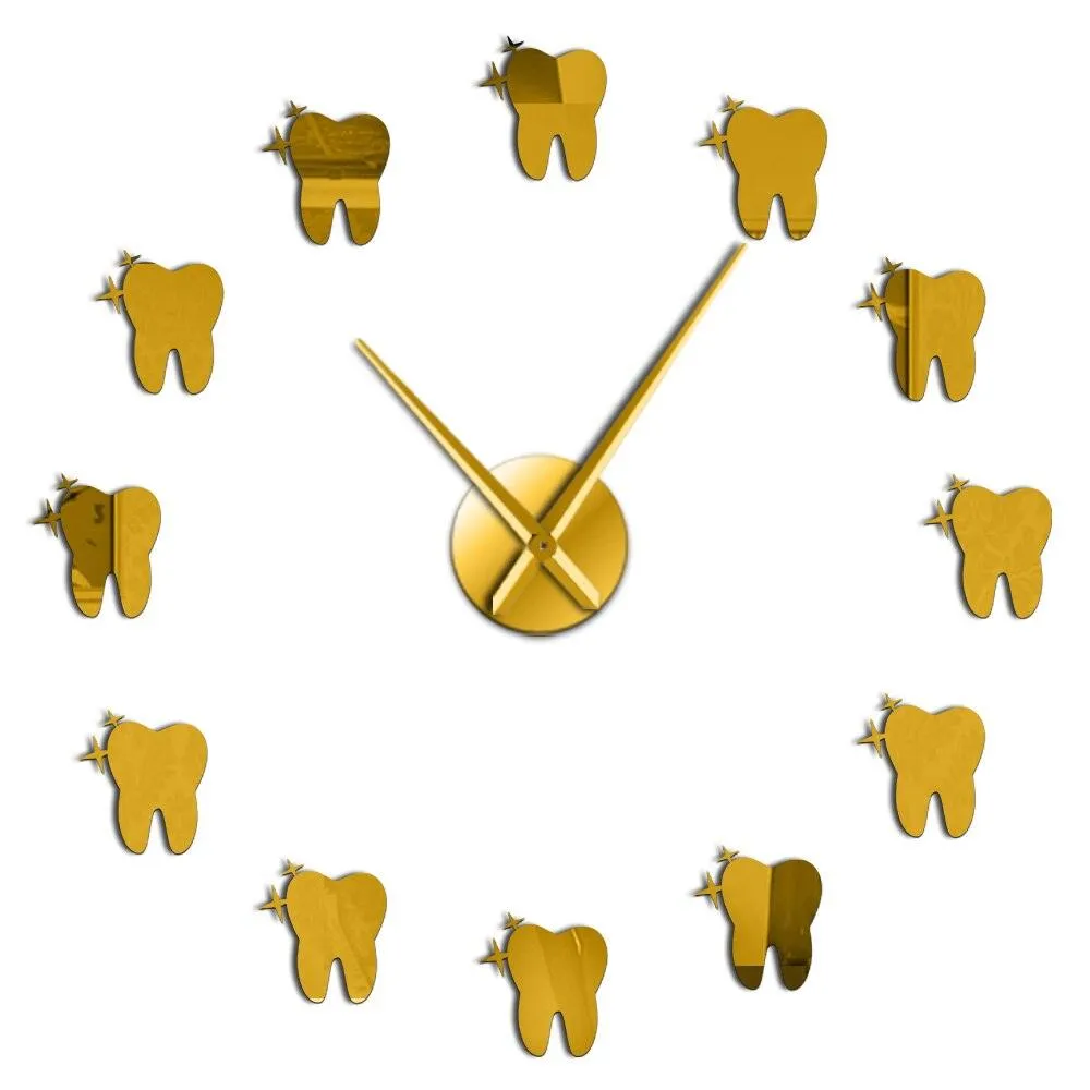 3D Tooth Dental Office Wall Clock for Dentist Clinic Office Healthy White Tooth Cross Section Anatomy Art Clock Wall Watch