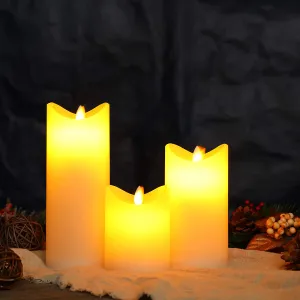 4/6/8 inch High Flickering Battery Candle（Set of 3）