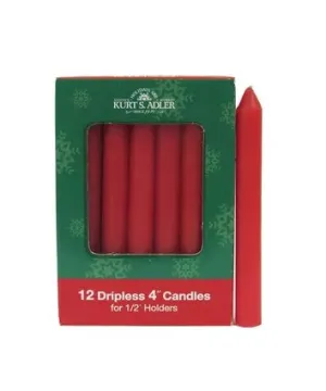 4" Red Dripless Candles 12PC