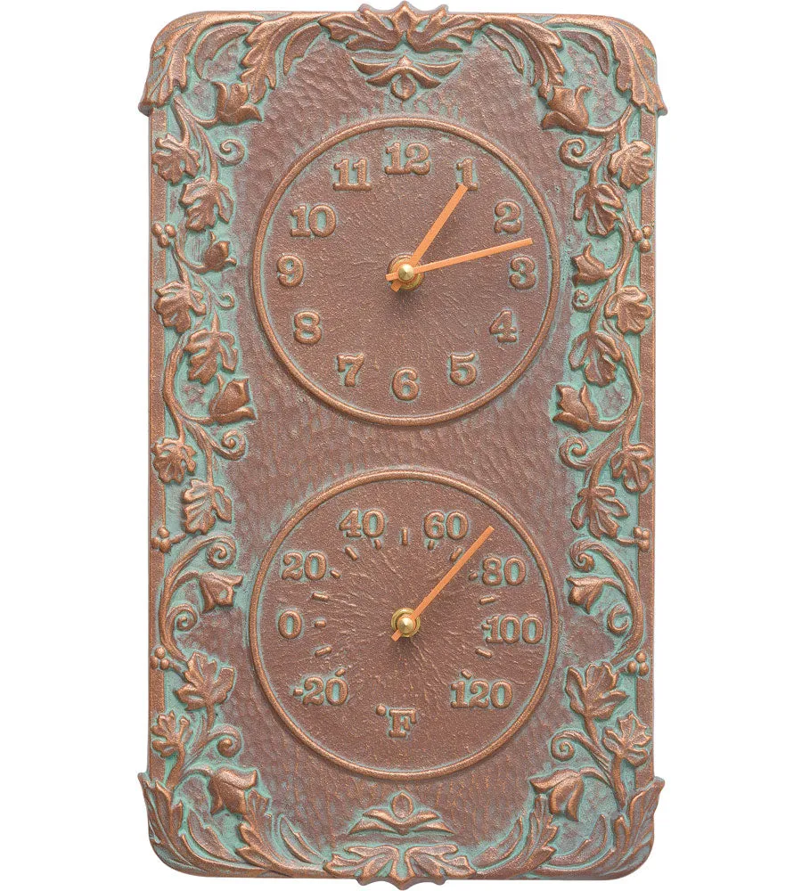 Acanthus Outdoor Thermometer and Clock