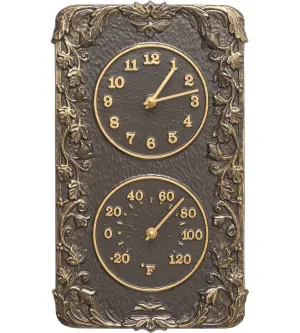 Acanthus Outdoor Thermometer and Clock