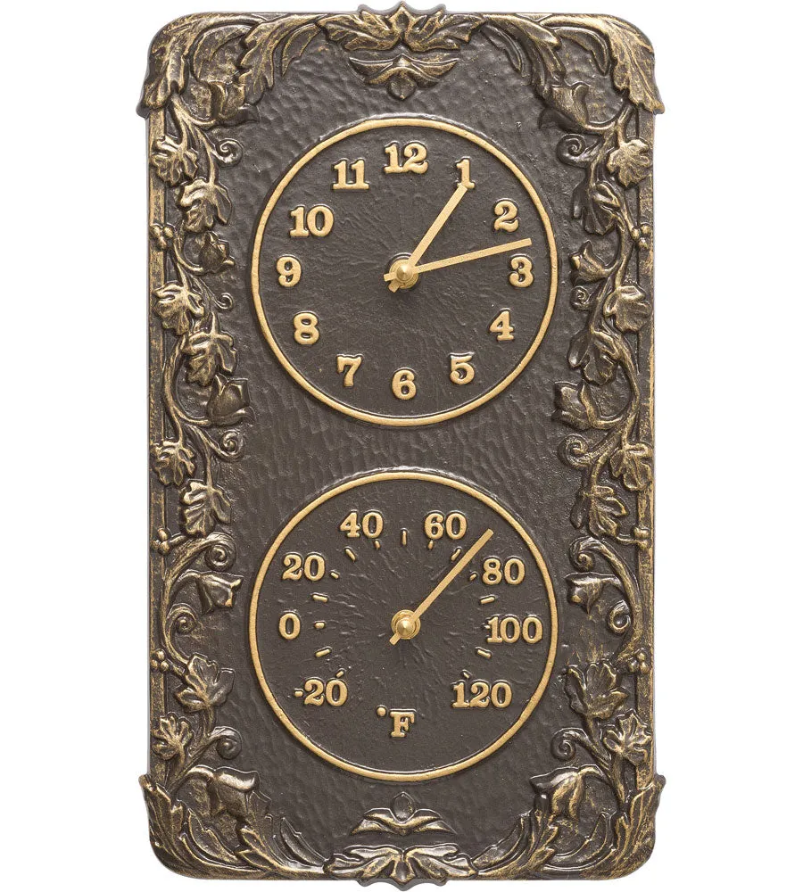 Acanthus Outdoor Thermometer and Clock