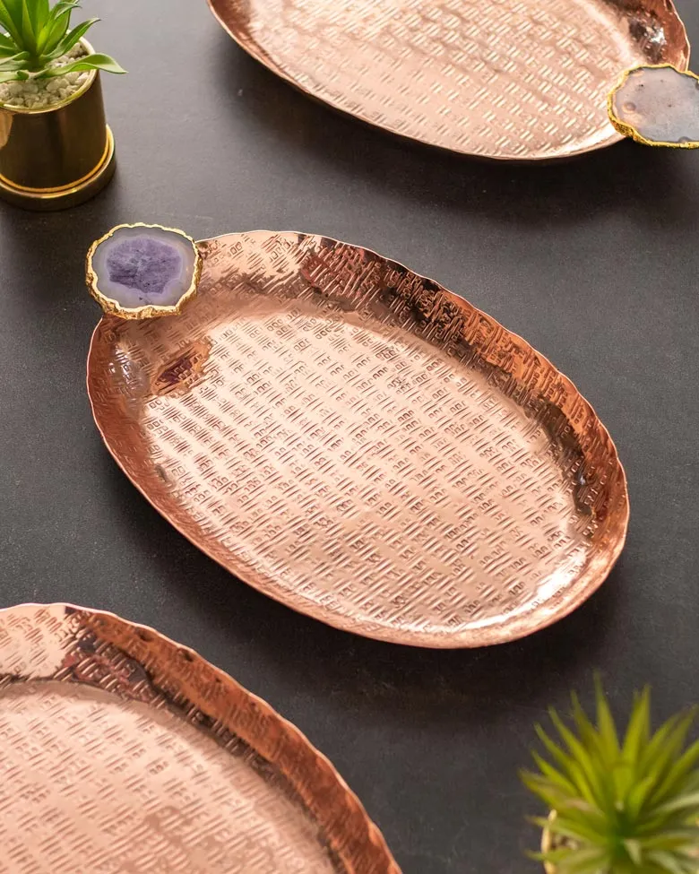 Agate Brass Decorative Tray