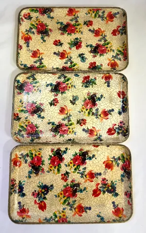 Alcohol Proof Paper Mache Tray - MCM - Red Roses