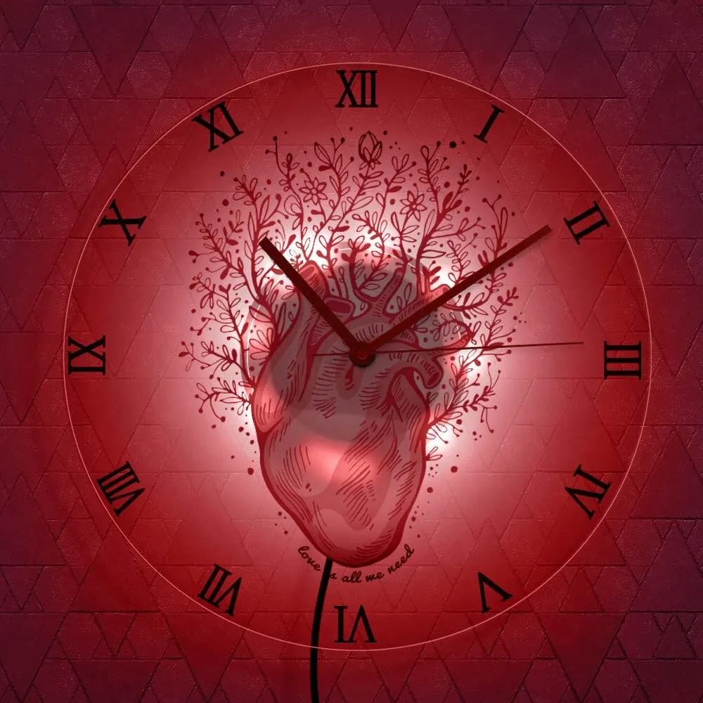 Anatomical Heart Wall Clock Heart Shaped Wall Clock Gift for Doctors Office Clinics Wall clock for Doctors and Heart Surgeon Wall clock gifts