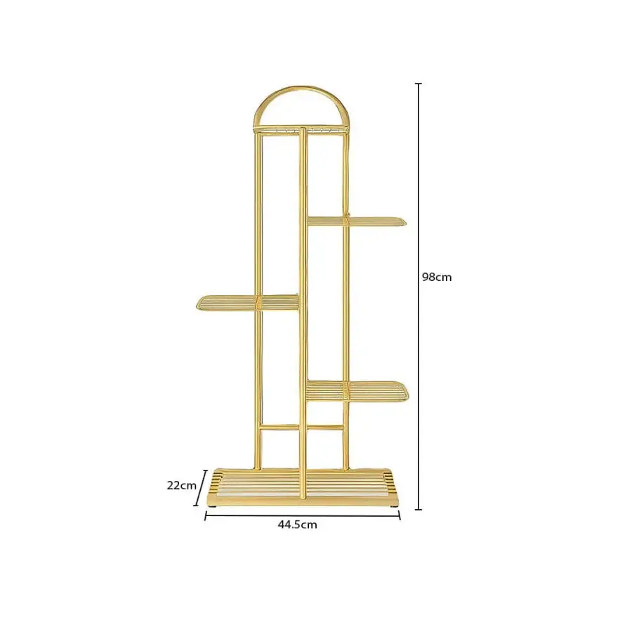 Arched 5 Tier Gold Metal Plant Stand for 6 Planters