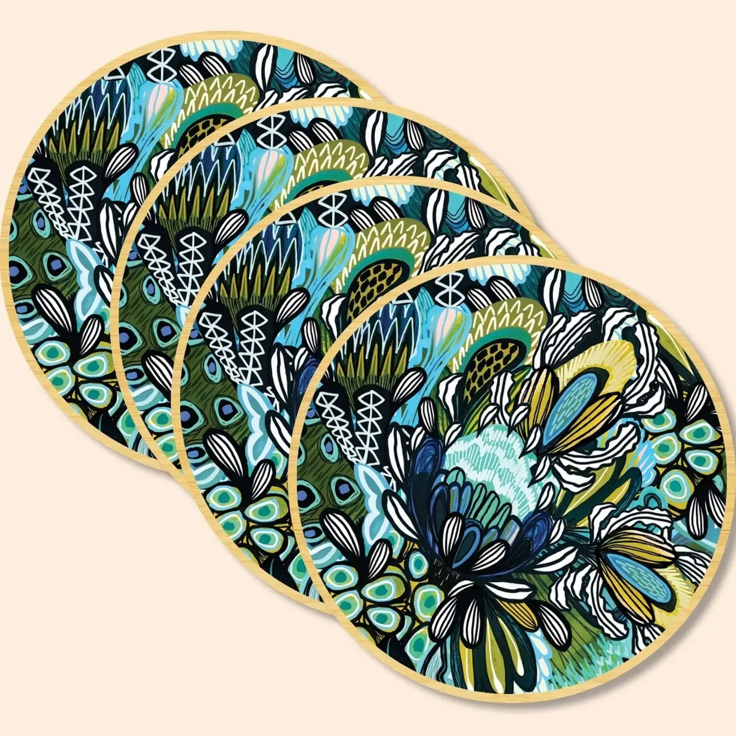 Azure Proteas Australian Wooden Coaster & Napkin Set