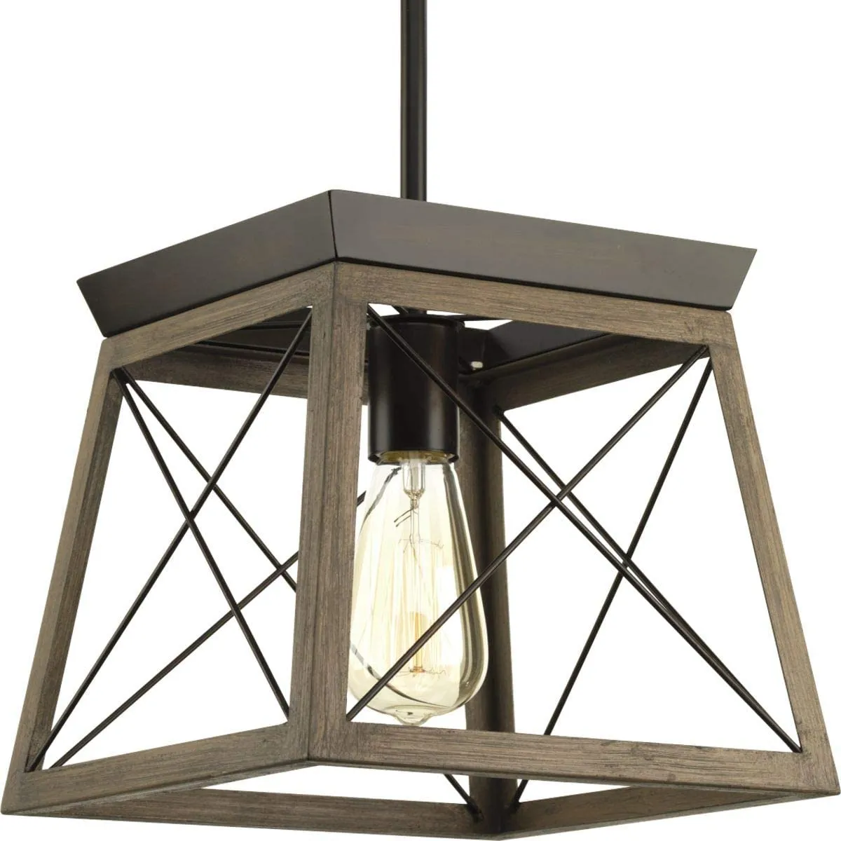 Briarwood Collection Rich Oak One-Light Farmhouse Mini-Pendant