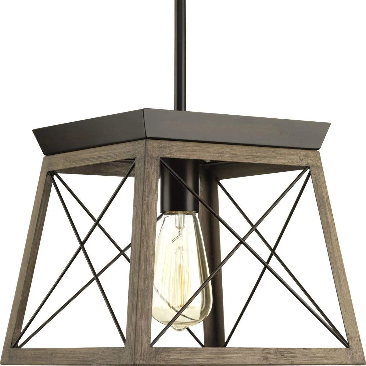 Briarwood Collection Rich Oak One-Light Farmhouse Mini-Pendant