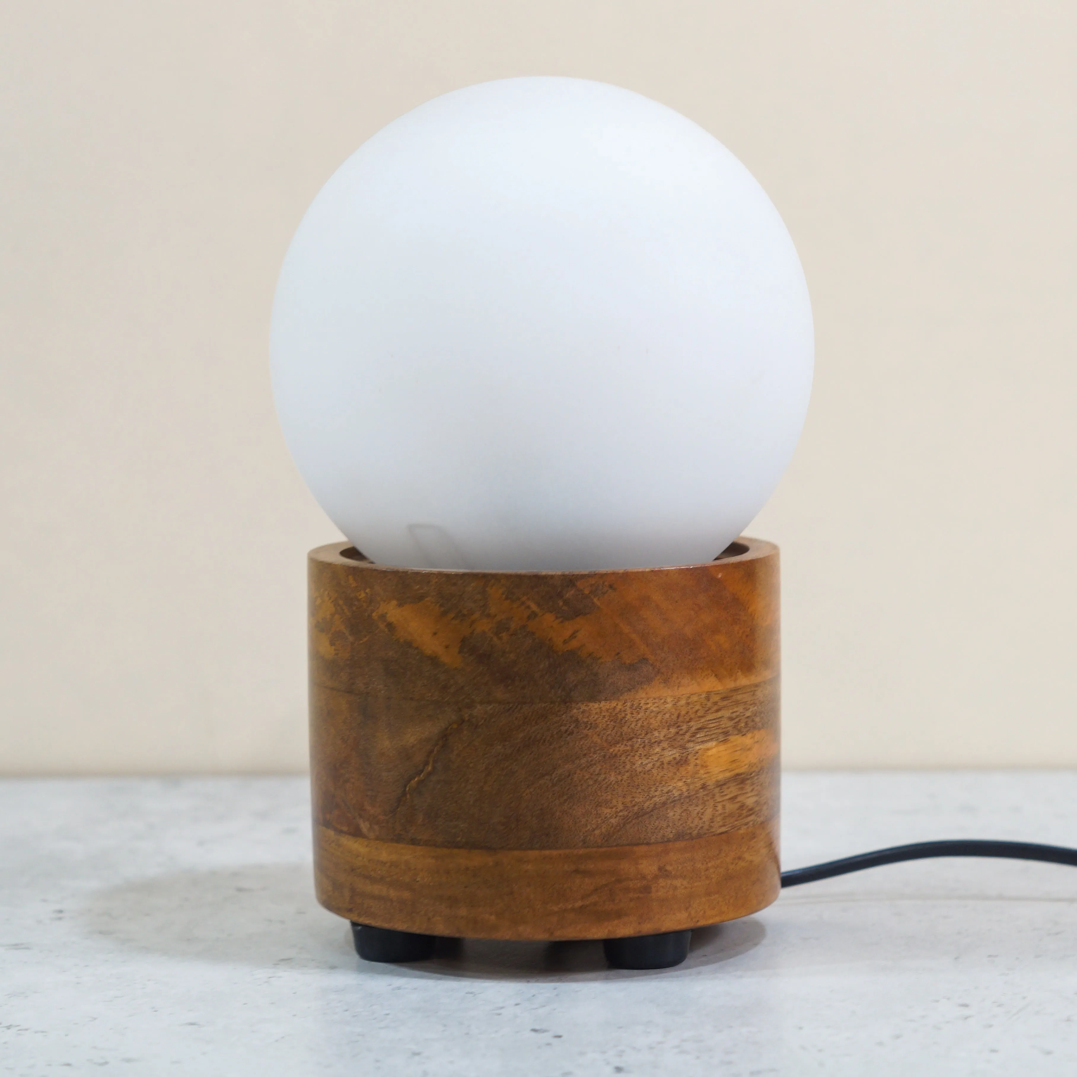 Cdl114 Solid Teak Wood Glass Table Lamp