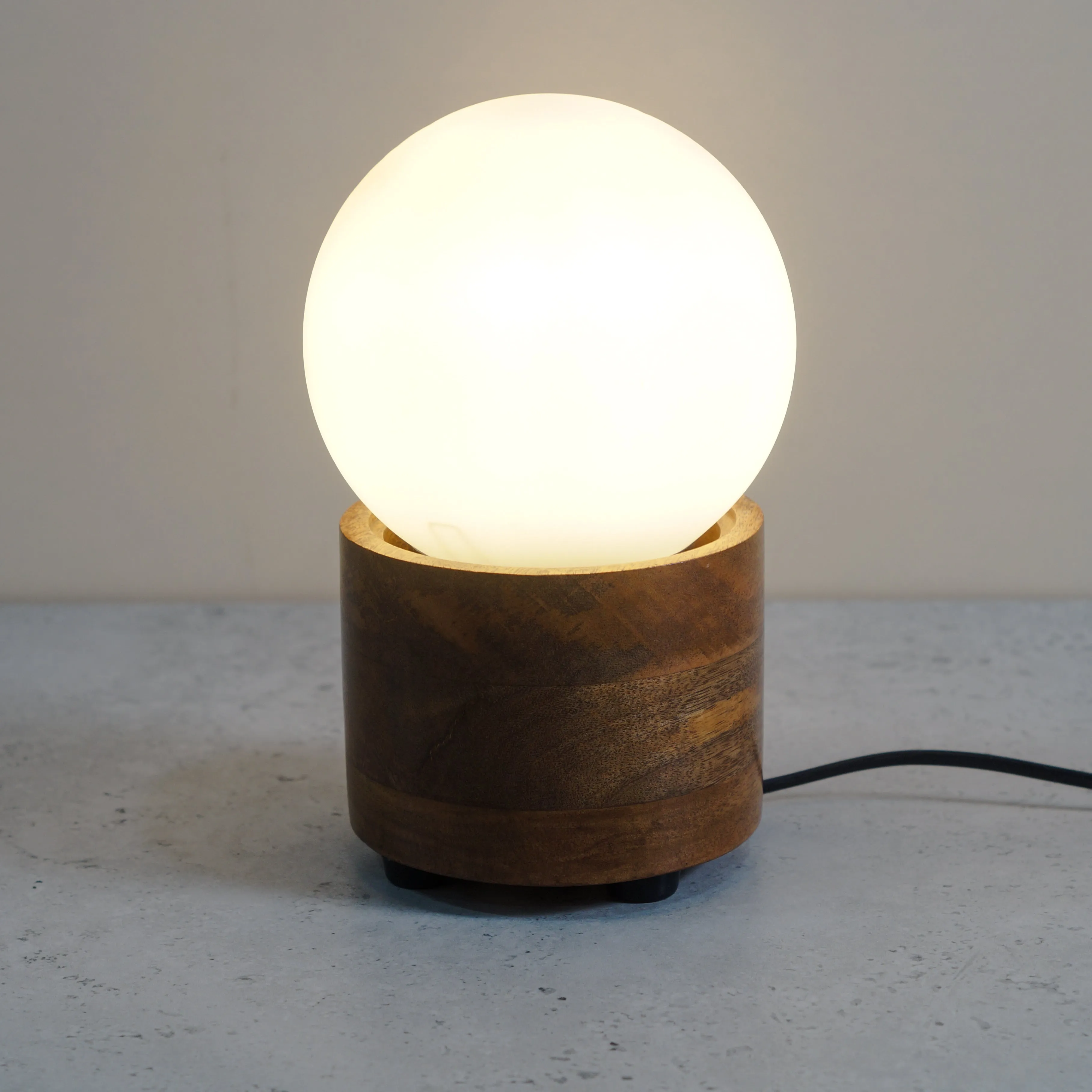 Cdl114 Solid Teak Wood Glass Table Lamp