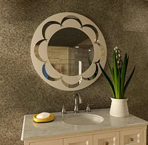 Cheval Glass Decorative Round Frosted Cycles Designer Mirror 24 X 24 Inches Large