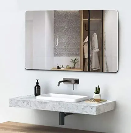 Cheval Glass Designer Rectangular Wall Mirror for Wash Basin/Bathroom/Home Decor - 16 X 22 Inches