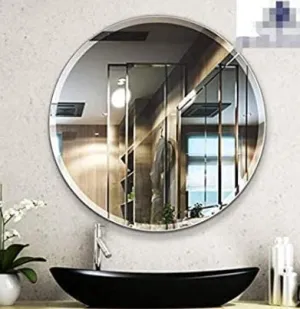 Cheval Glasses Frameless Round Wall Mirror for wash Basin - (16 x 16 inches)