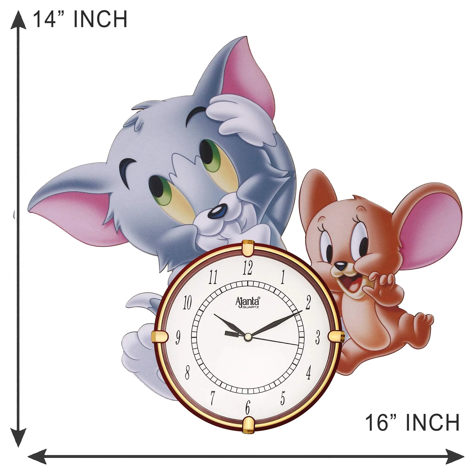 CIRCADIAN Ajanta Cartoon Design Analog Wall Clock For Home Décor Living Room Hall Office Bedroom Fancy Stylish Antique Wooden Watch Hand Made Multicolour 41 X 36 Cm Pack Of 1