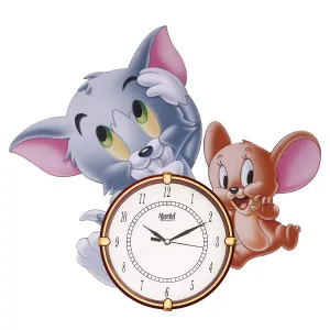 CIRCADIAN Ajanta Cartoon Design Analog Wall Clock For Home Décor Living Room Hall Office Bedroom Fancy Stylish Antique Wooden Watch Hand Made Multicolour 41 X 36 Cm Pack Of 1