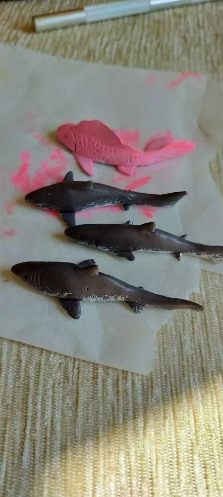 Crafting the Depths: Intricate Polymer Clay Shark Sculptures