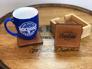 Custom Engraved Premium Square Leather Coasters