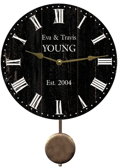 Customizable Rustic Black Wedding Clock- Perfect Wedding Gift