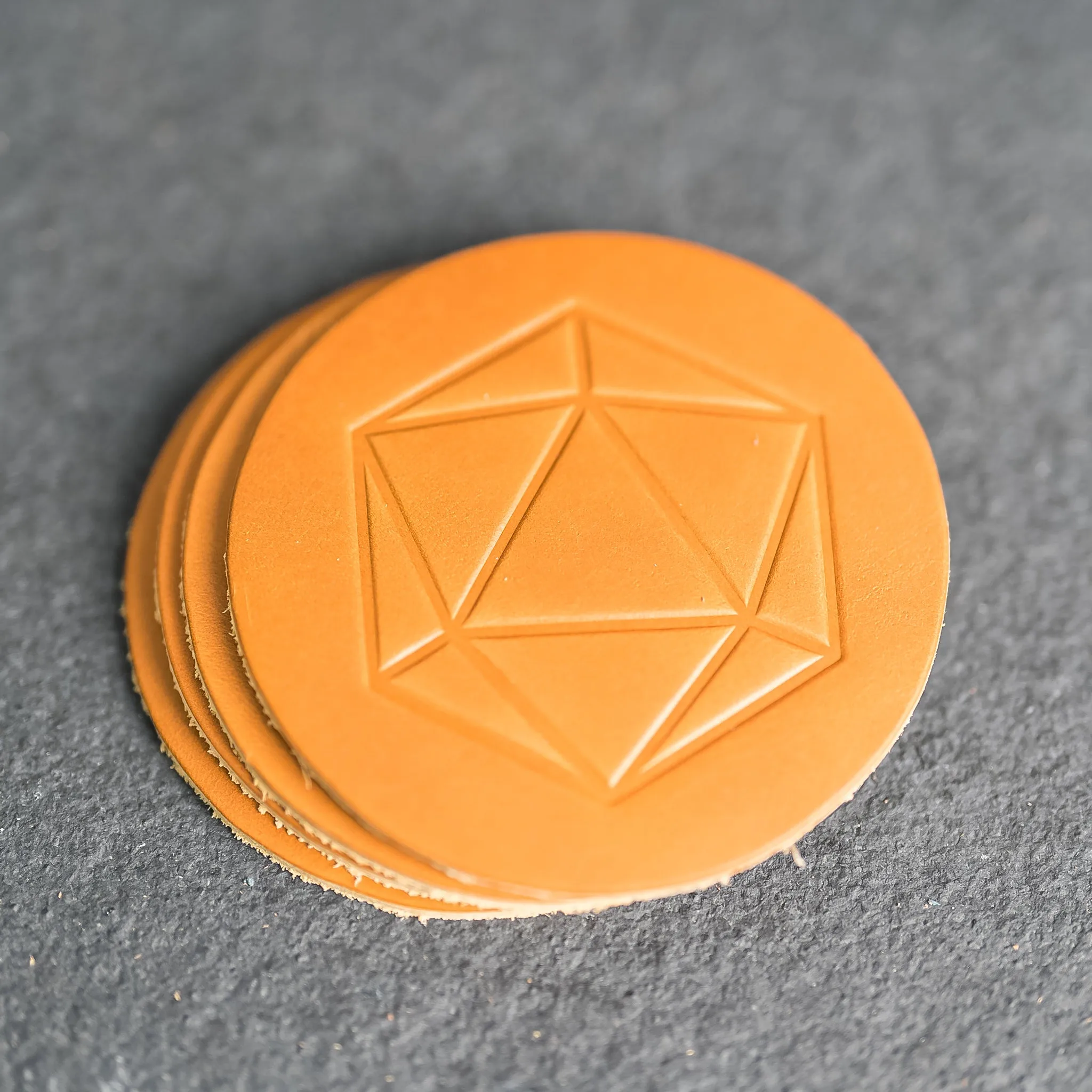 D20 Symbol Leather Coasters - Set of 4