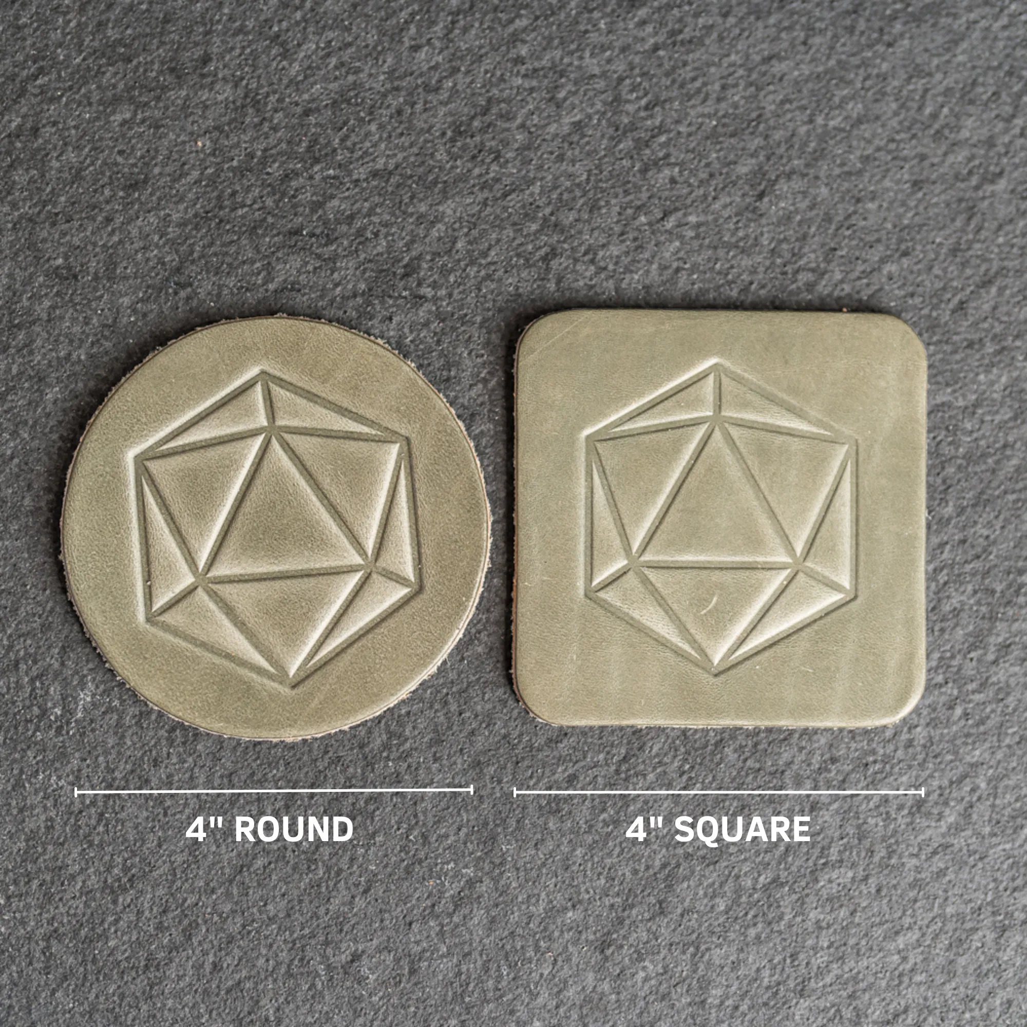 D20 Symbol Leather Coasters - Set of 4