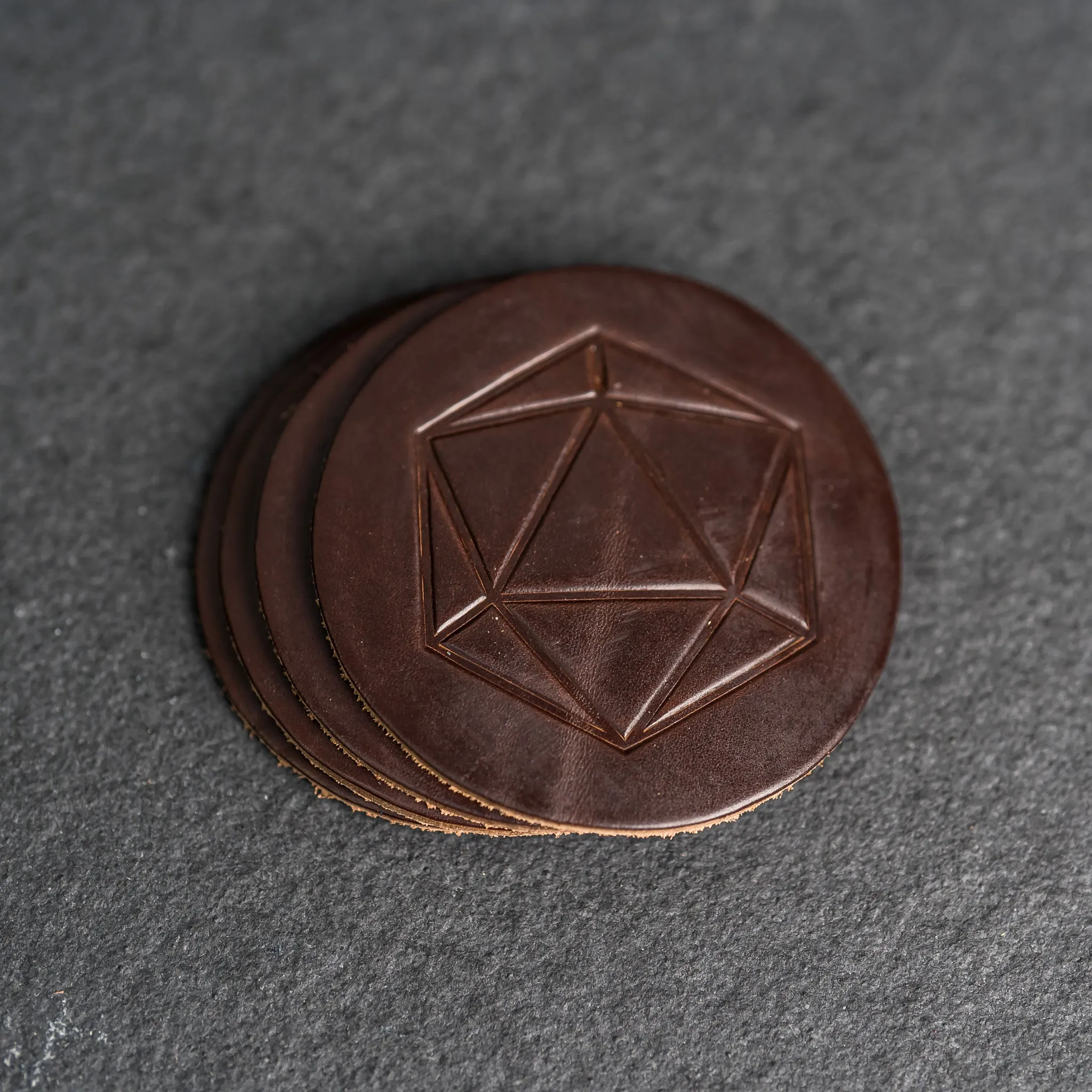 D20 Symbol Leather Coasters - Set of 4