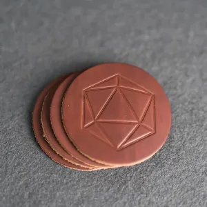 D20 Symbol Leather Coasters - Set of 4