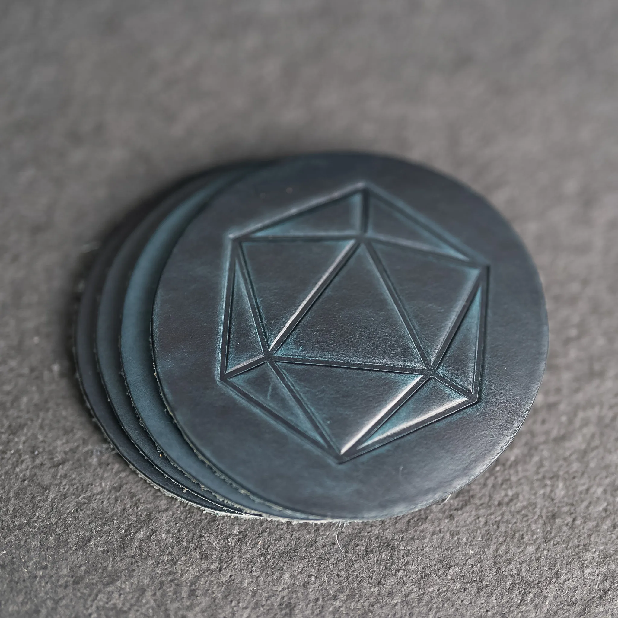 D20 Symbol Leather Coasters - Set of 4