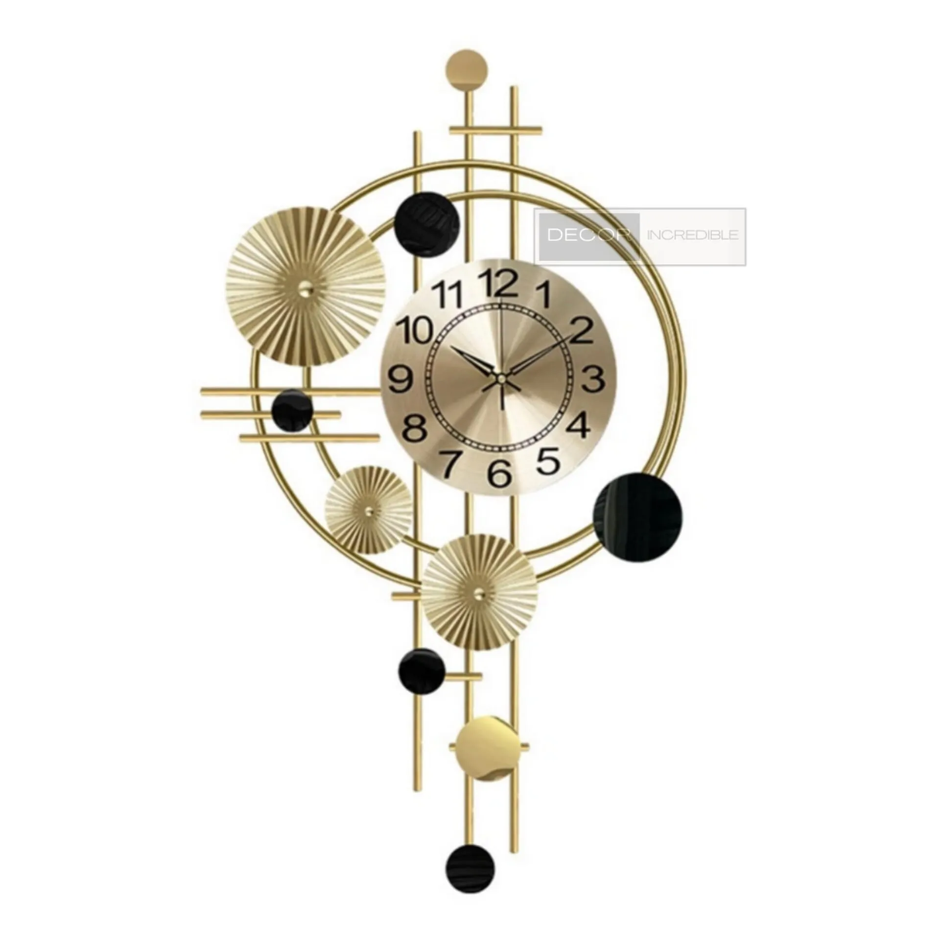 Decor incredible Precision Crafted Modern Golden Metal Wall Analog Clocks For Every Room [Size- 36X2X21 Inch]