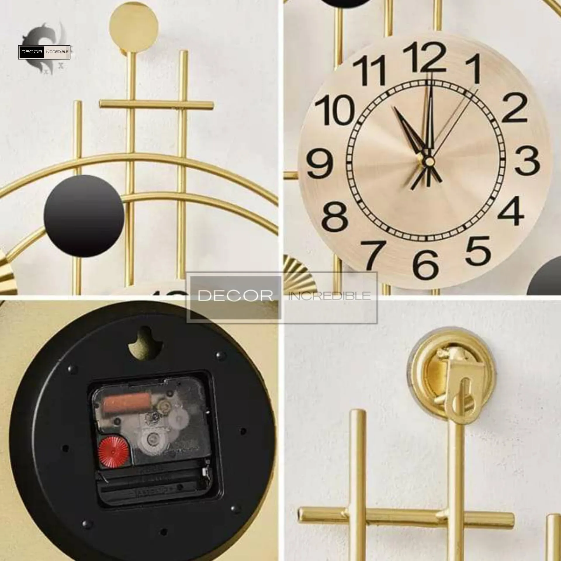 Decor incredible Precision Crafted Modern Golden Metal Wall Analog Clocks For Every Room [Size- 36X2X21 Inch]