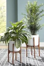 Dorcey White/Brown Planter (Set of 2)