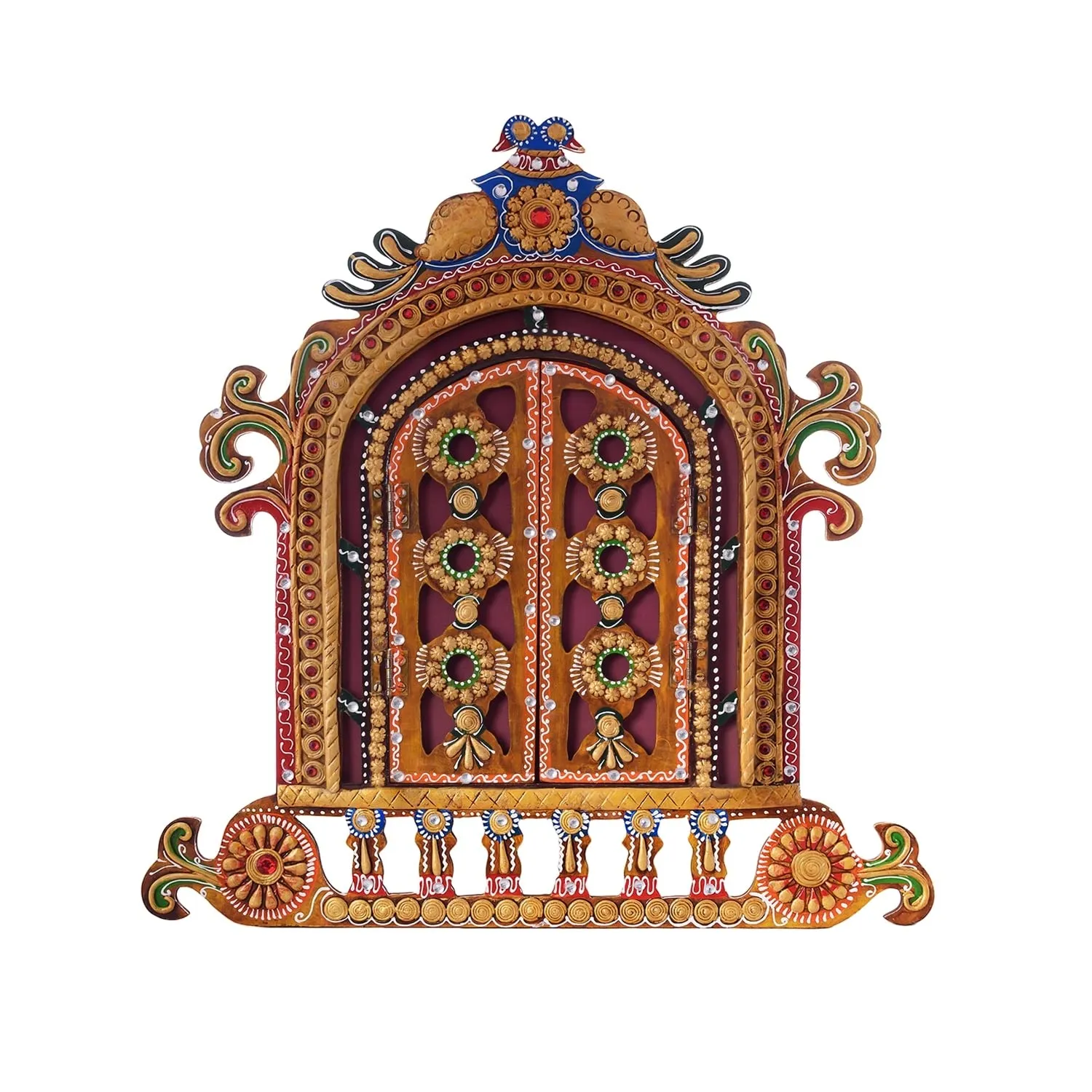 eCraftIndia Papier Mache Wooden Wall Hanging (42.67 cm x 5.08 cm x 45.72 cm)