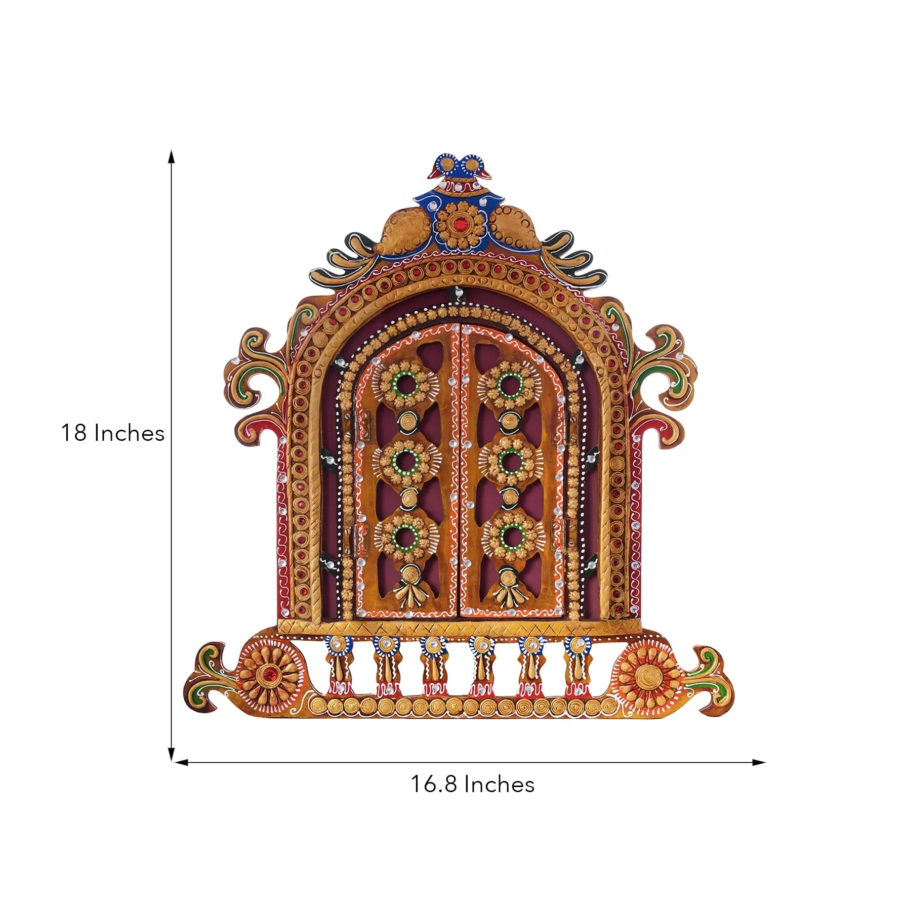 eCraftIndia Papier Mache Wooden Wall Hanging (42.67 cm x 5.08 cm x 45.72 cm)