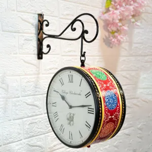 Ekhasa Vintage Wall Clock for Home | Wall Mounted Railway Clock for Home | Double Sided Wall Clock | Handpainted Victoria Station Clock Gift for Housewarming (with Hanger, 10 inch)