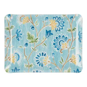 Fabric Tray Small Indienne/Stripe Blue/Green