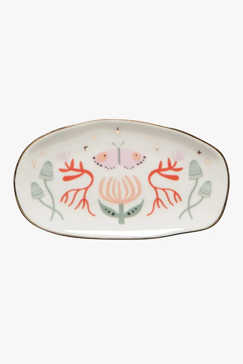 Far and Away Oval Shaped Ceramic Trinket Tray