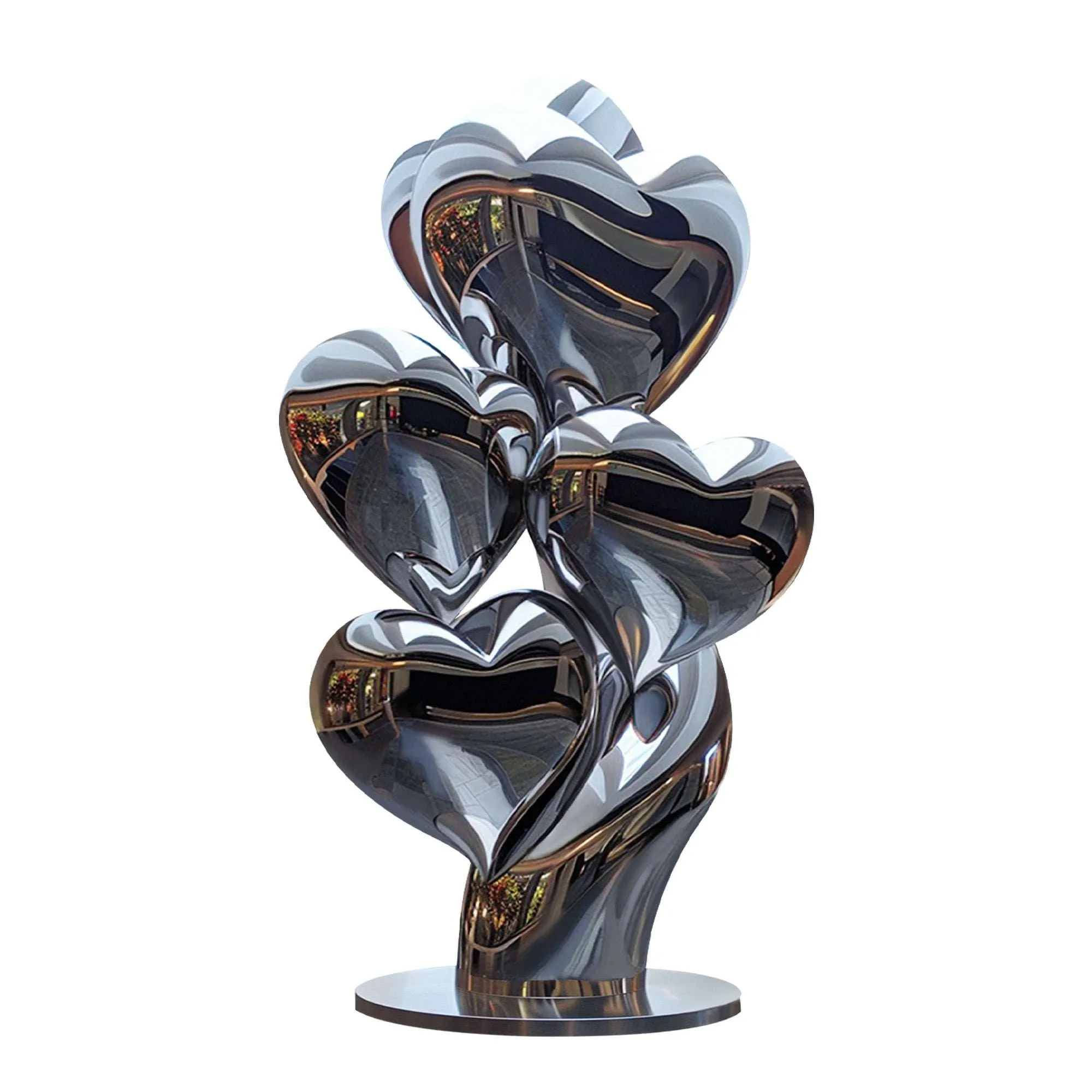 FINEST Stainless Steel Polished Mirror Finish Love Heart Sculpture FS-056