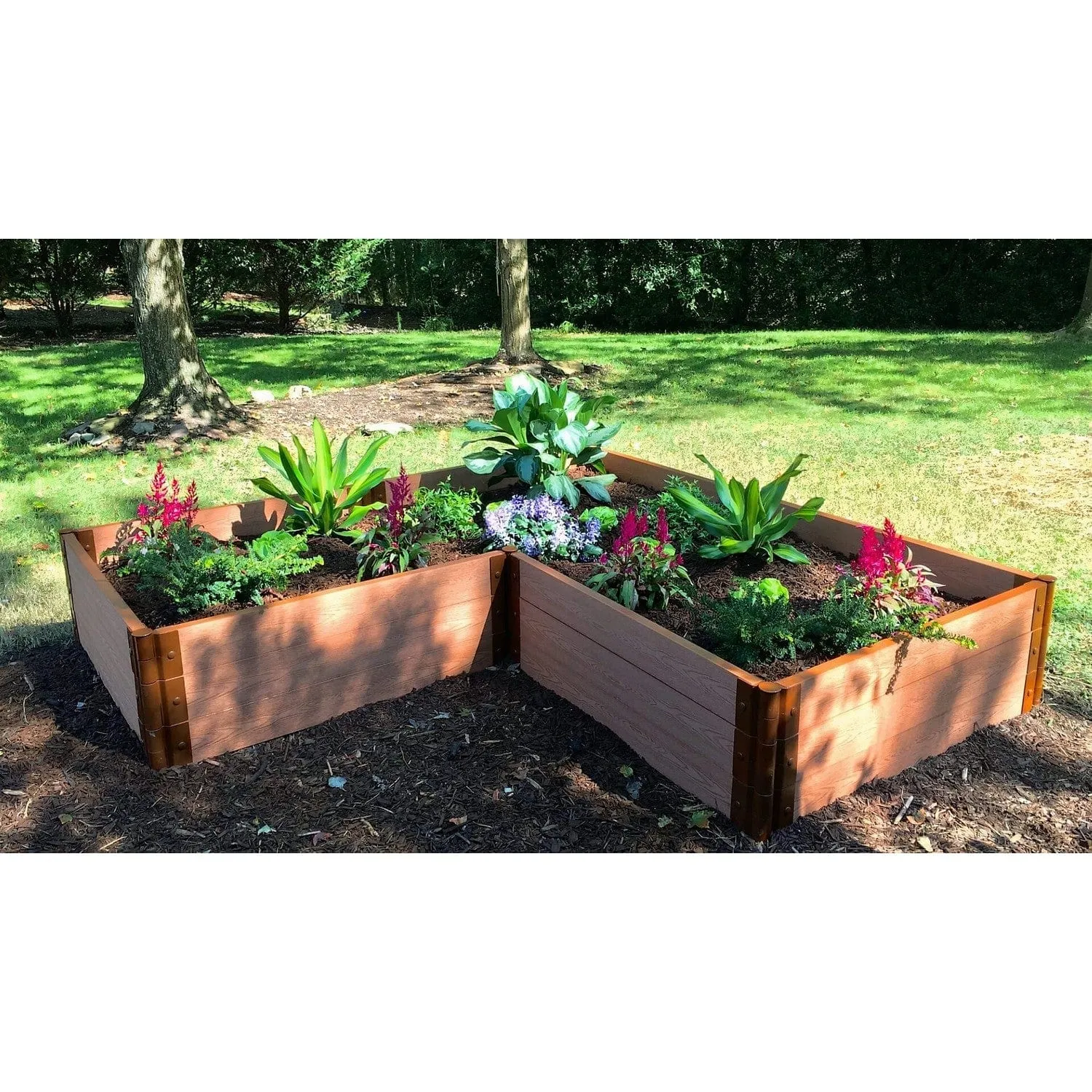 Frame It All | Tool-Free Arrowhead Straight Corner Raised Garden Bed 8' X 8' X 11" - Uptown Brown - 1" Profile