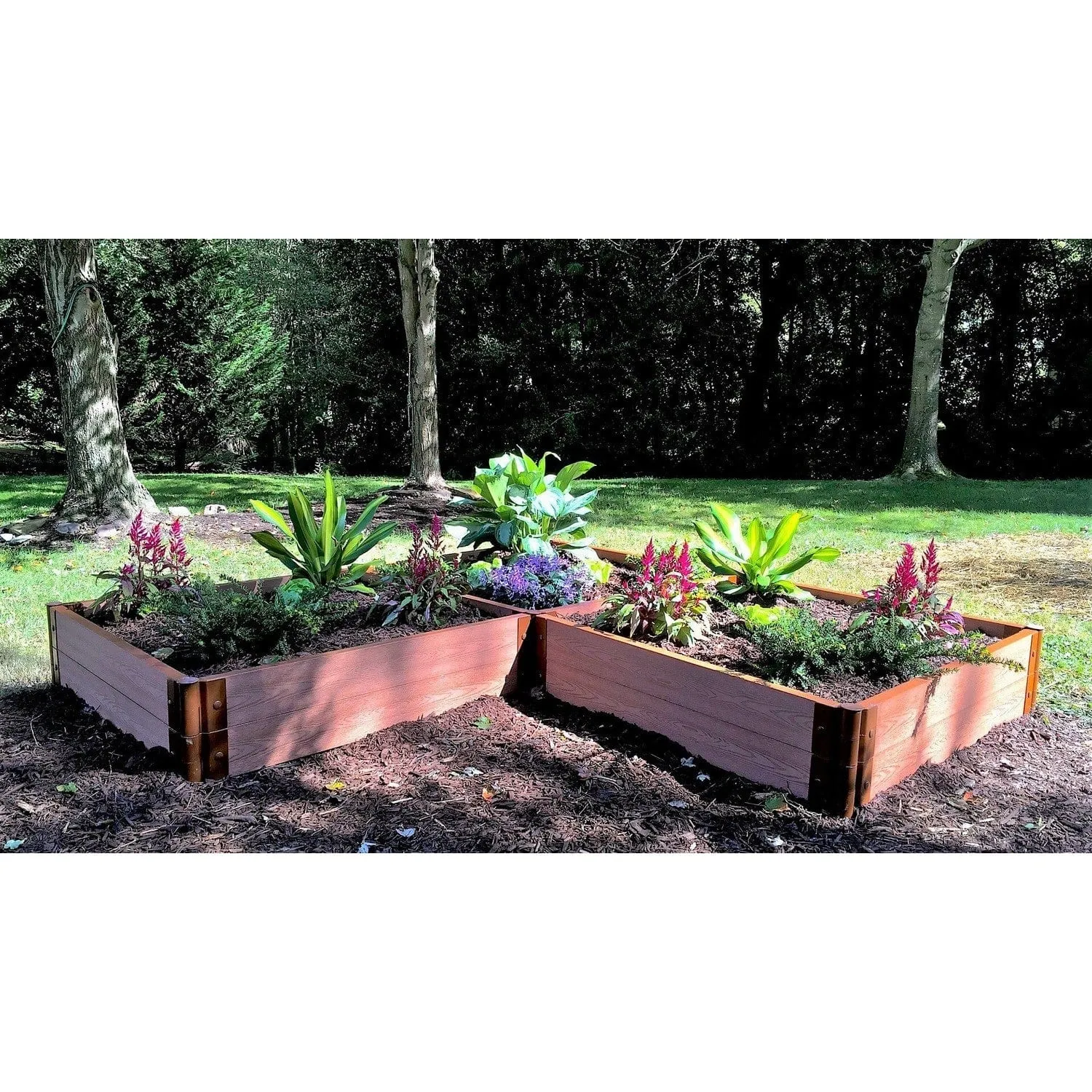 Frame It All | Tool-Free Arrowhead Straight Corner Raised Garden Bed 8' X 8' X 11" - Uptown Brown - 1" Profile