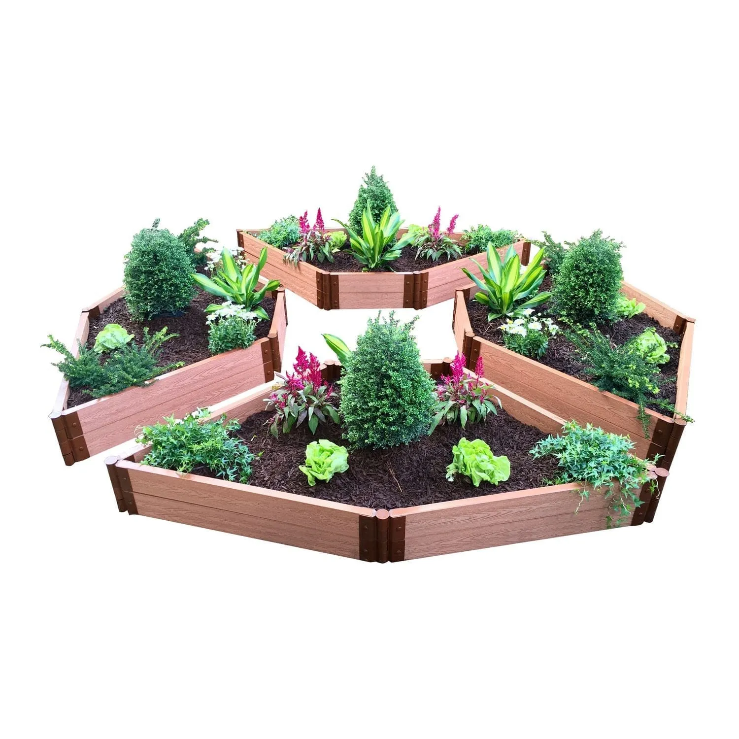 Frame It All | Tool-Free Elizabethan Garden Raised Garden Bed (4-Sided Triangle) 12' X 12' X 16.5" - Classic Sienna