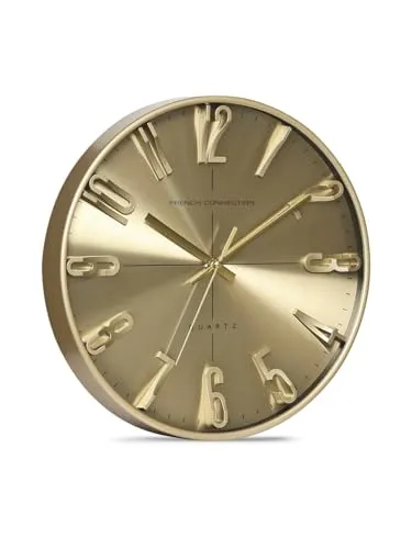 French Connection Gold Tone Dial Luxury Wall Clock with Silent Movement - FCWC20-C